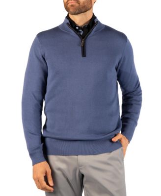 Men's Fine Knit Quarter Zip with Contrast Tipping Sweater
