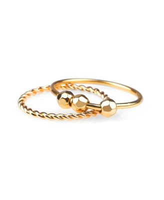 Gold-Tone Fidget Beaded Stacking Rings, 2-Piece Set