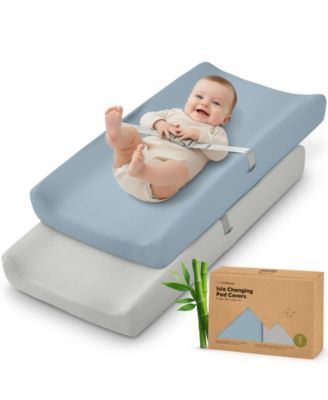 2pk Isla Changing Pad Covers for Girl, Boy, Soft Contoured Diaper Changing Table Pad Cover Sheets Neutral