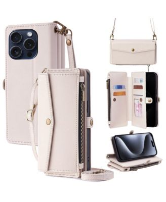 Wallet Case for iPhone 12-17, Card Holder with 5 Card Slots & Straps