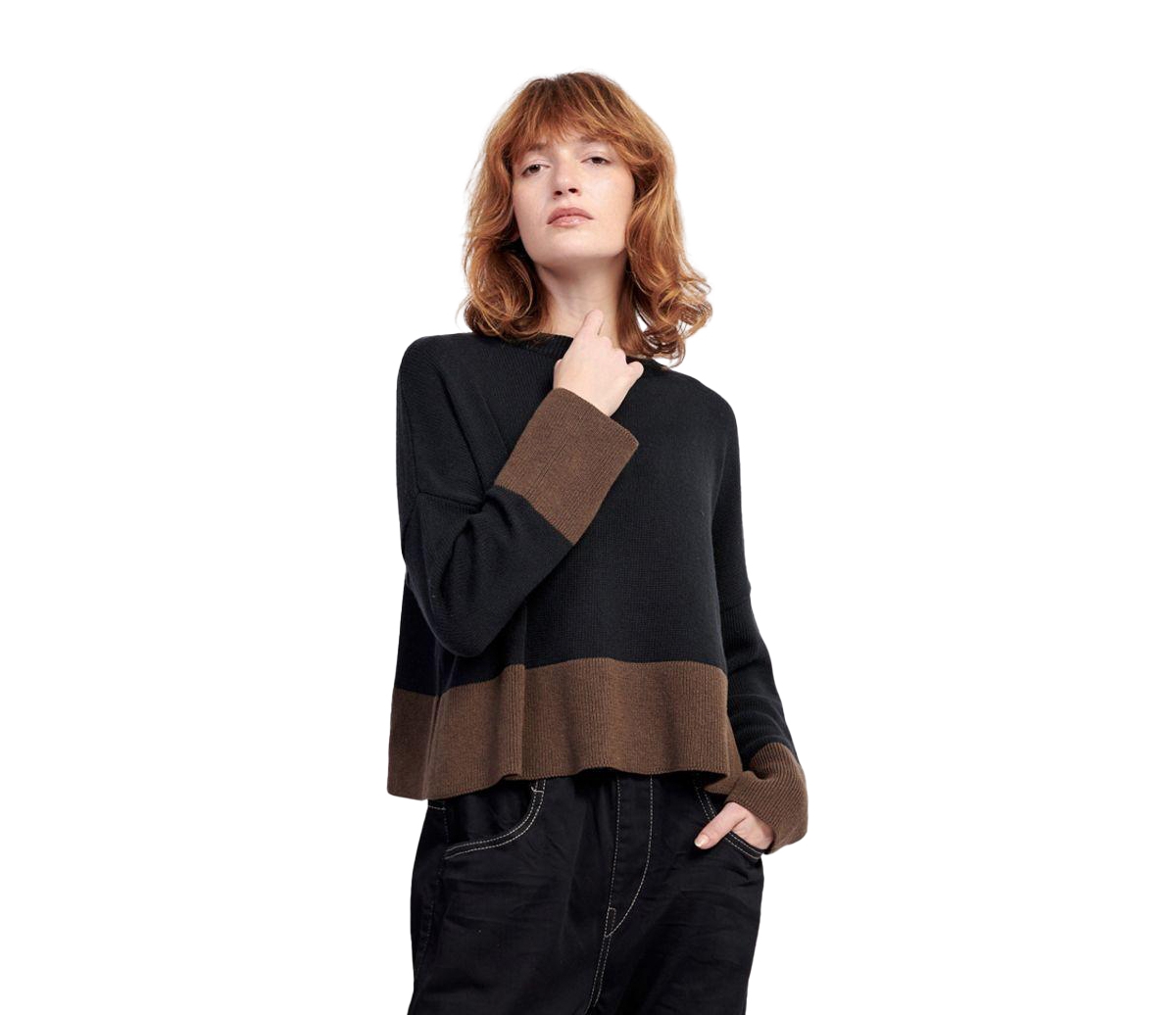 Alembika Women's Vista Boat Neck Drop Shoulder Colorblock Sweater