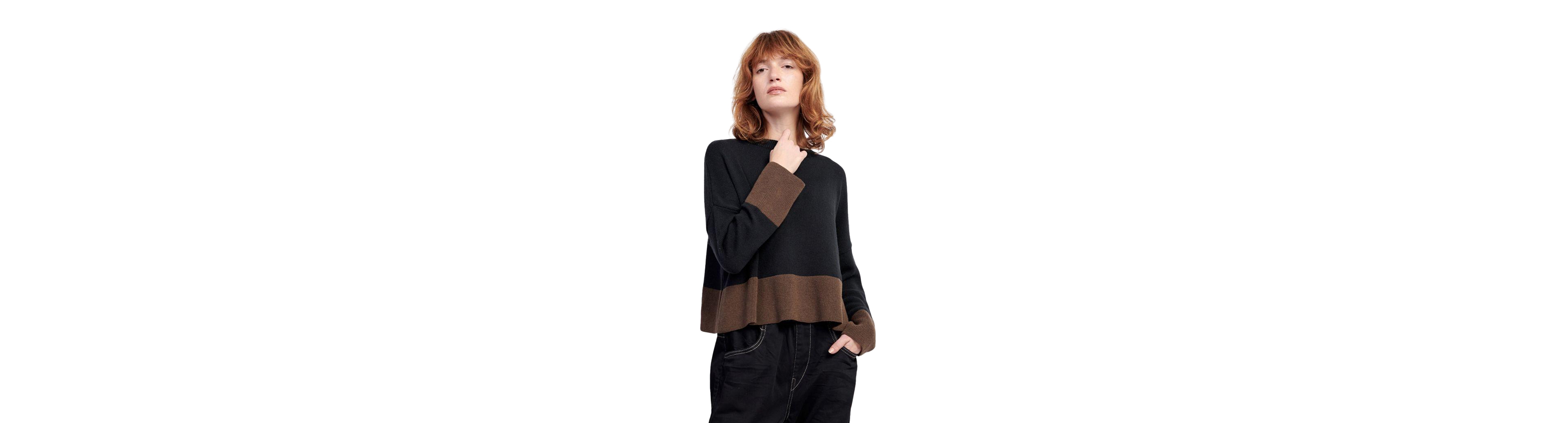 Alembika Women's Vista Boat Neck Drop Shoulder Colorblock Sweater
