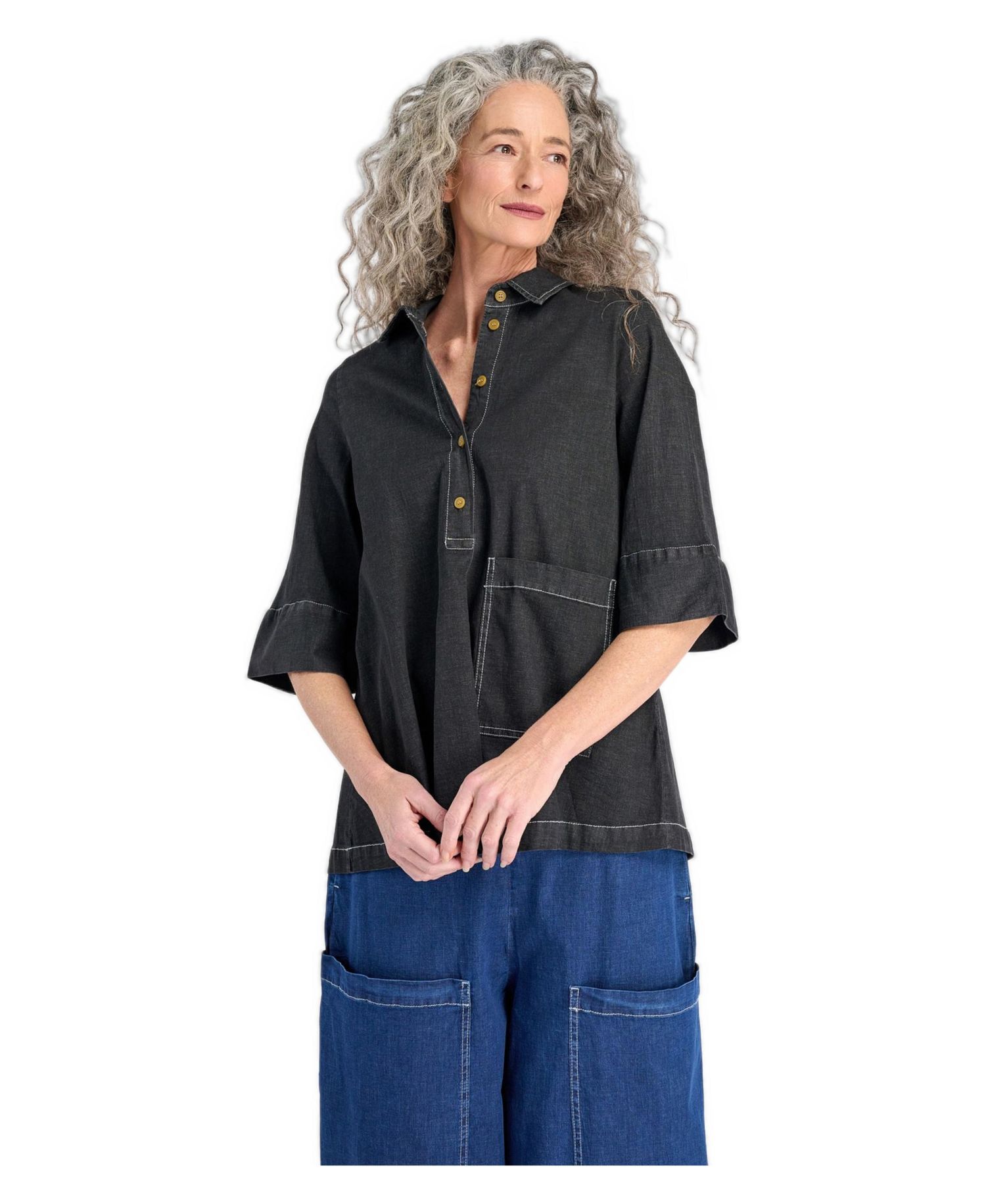 Women's Myles 3/4-Length A-Line Denim Popover Shirt