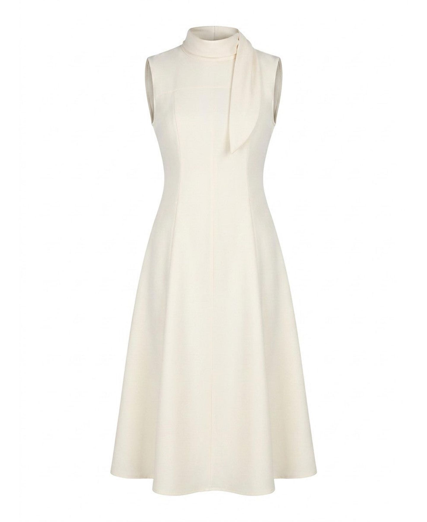 Женское платье Modenaire High-Mock-Neck Sleeveless A-Line Midi, цвет: Бежевый — фото 5