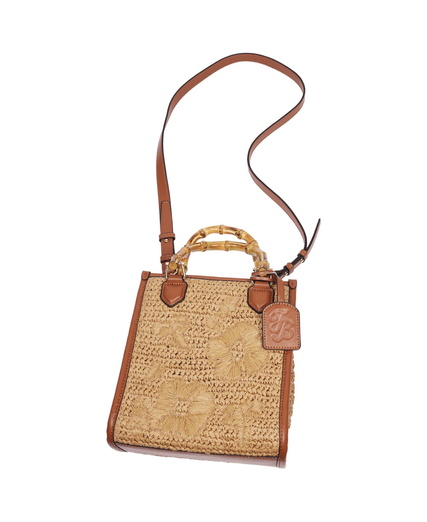 Женская сумка Tommy Bahama Celine Floral-Embroidery Straw Bamboo Tote, цвет: Коньячный — фото 8