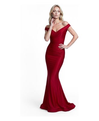 Women's Ruched Off-the-Shoulder Mermaid Gown