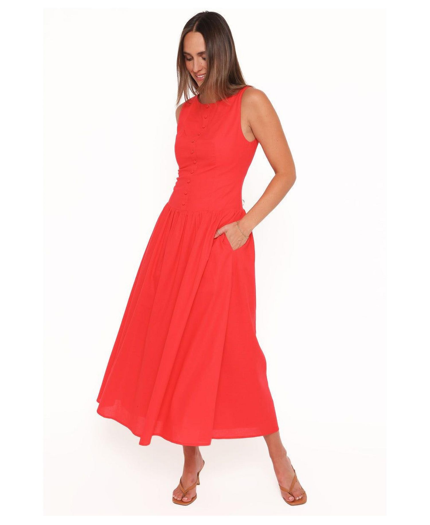 Women's Evie Drop-Waist Boat-Neckline A-Line Dress