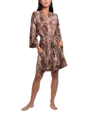Women's Leopard-Print Kimono Wrap Robe