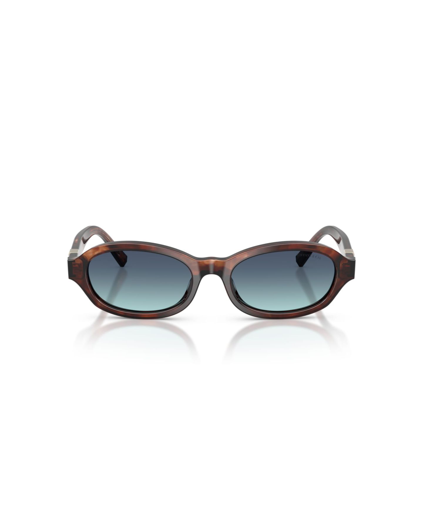 Женские солнцезащитные очки Tiffany & Co. Oval Blue Gradient Lenses Sunglasses TF4270U, цвет: Коричневый гавана — фото 2