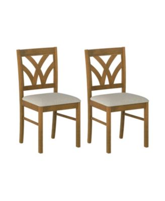 Wooden Dining Chairs with a Hollowed Backrest Pattern (Set of 2)
