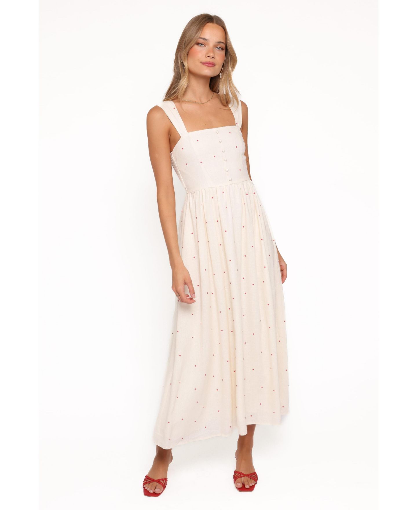 Женское платье Petal and Pup Caty Maxi, цвет: Красный в горошек — фото 1