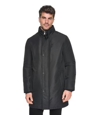 Men's Harcourt Stand-Collar Detachable-Hood Quilted-Lined Car Coat