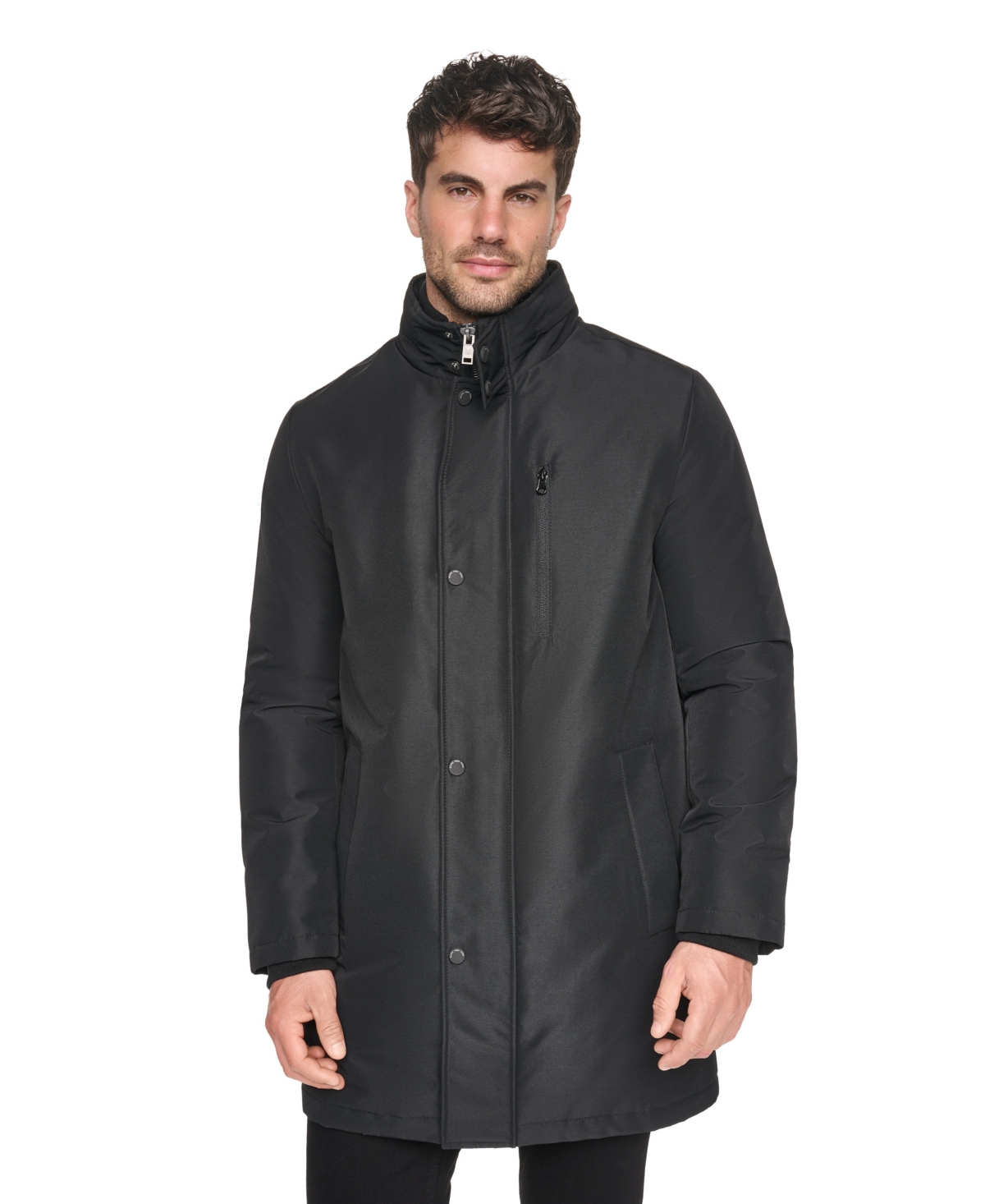 Marc New York Men's Harcourt Stand-Collar Detachable-Hood Quilted-Lined Car Coat - Black