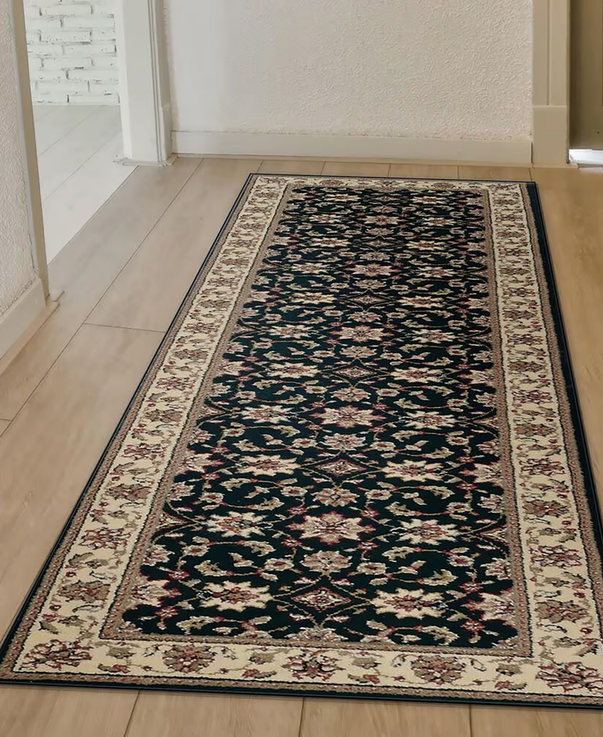 Closeout! Km Home 1592/1014/Black Pesaro Black 2'2" x 7'7" Runner Rug