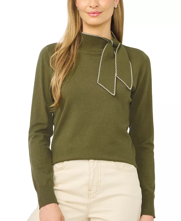 Women's Scarf Tie Neck Sweater - thumbnail 10