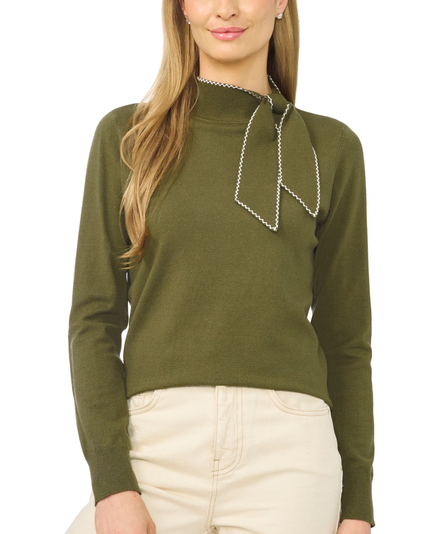 Women's Scarf Tie Neck Sweater