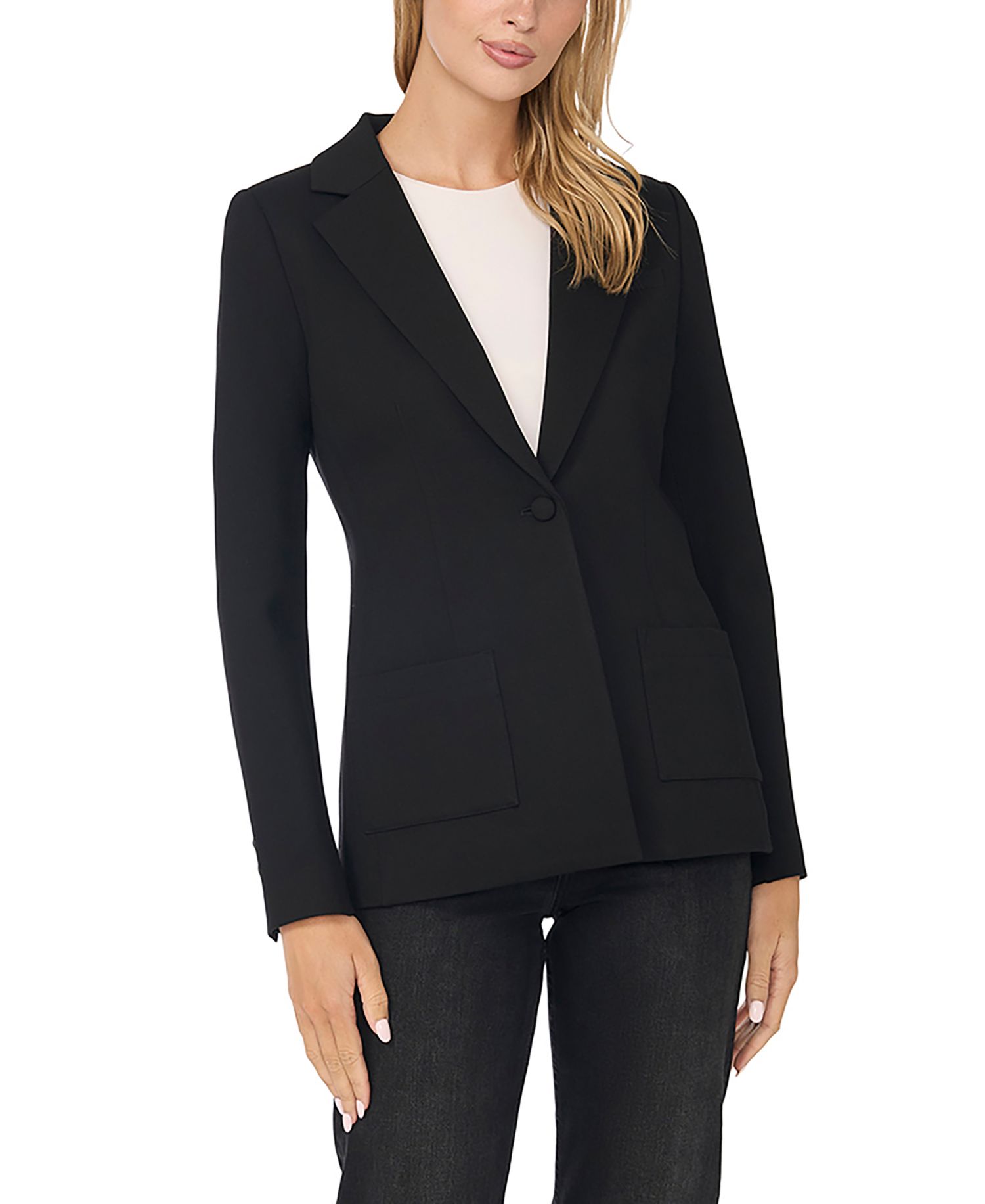 Women's Stretch Single-Breasted Blazer With Patch Pockets