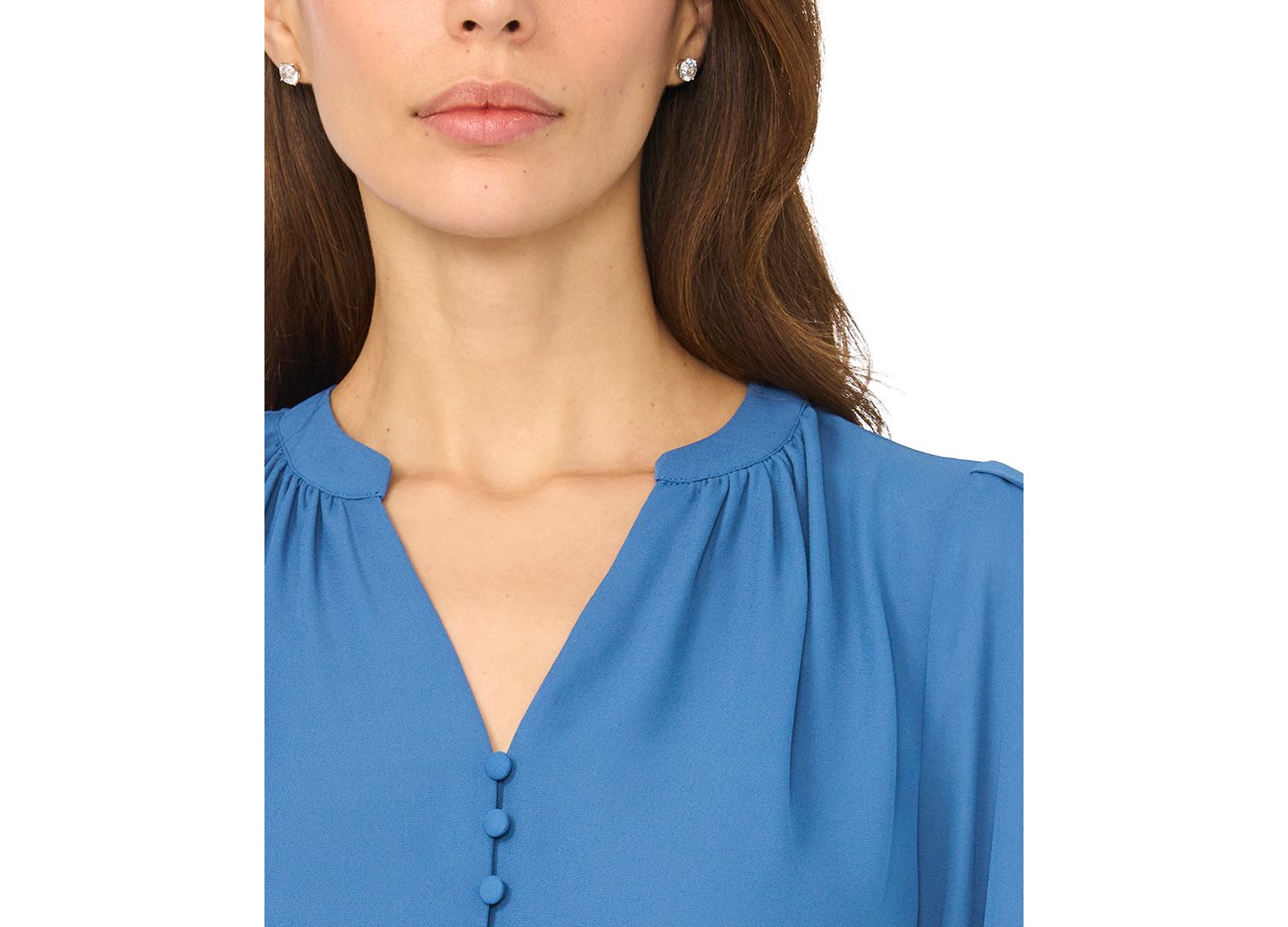 Women's Long-Sleeve V-Neck Lace-Cuff Blouse