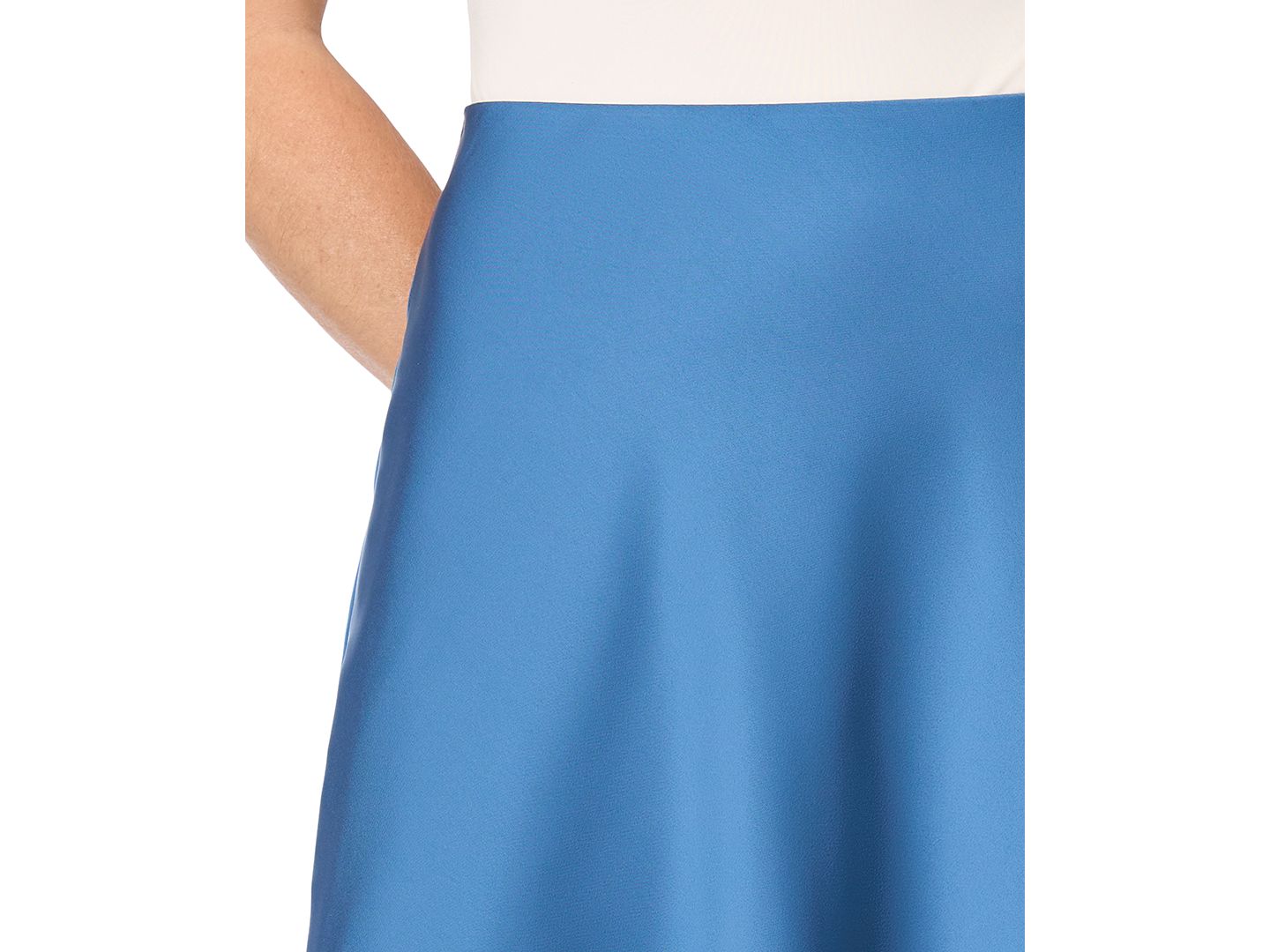 Женская юбка CeCe A-line Side-Zip Satin Midi, цвет: Синий мглистый — фото 2