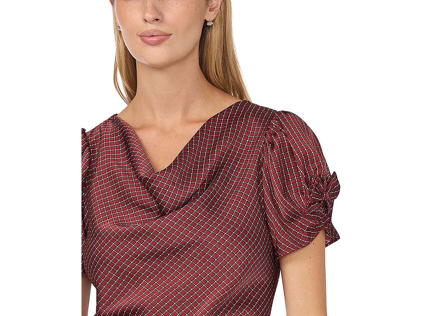 Женская блузка CeCe Cowl Neck Satin Bow-Detail Blouse, цвет: Шелковичный красный — фото 2