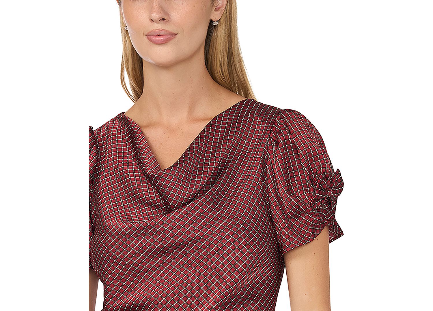 Women's Cowl Neck Satin Bow-Detail Blouse