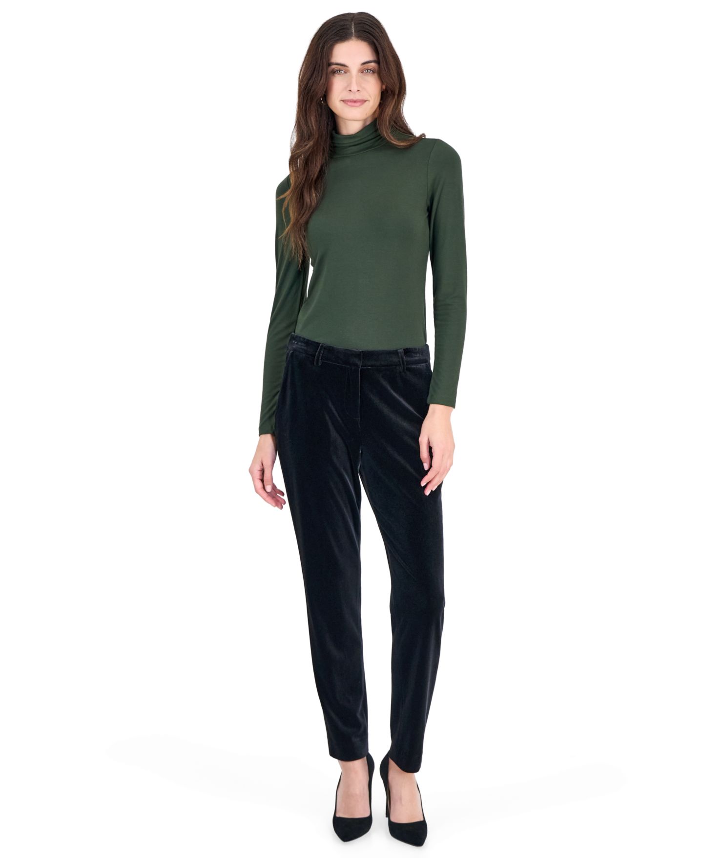Женские брюки Tahari ASL Velvet Straight Ankle, цвет: Чёрный — фото 2