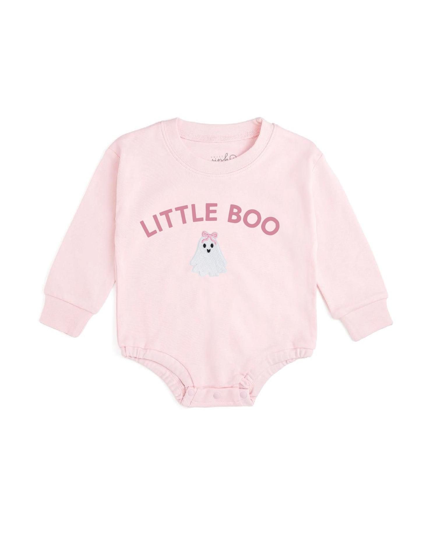 Baby Girls' Little Boo Long-Sleeve Halloween Cotton Romper