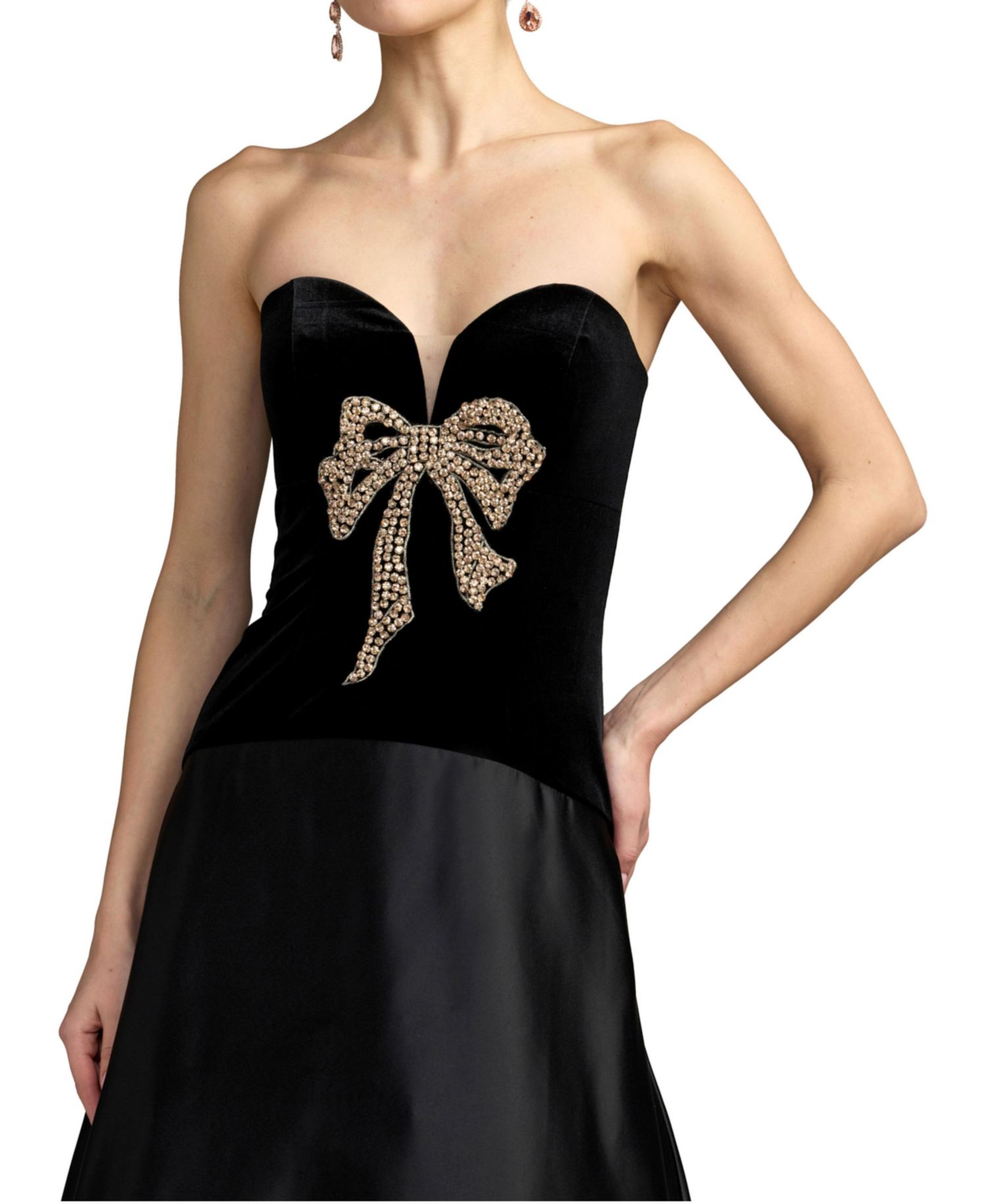 Women's Strapless Velvet Bow-Detail Ball Gown