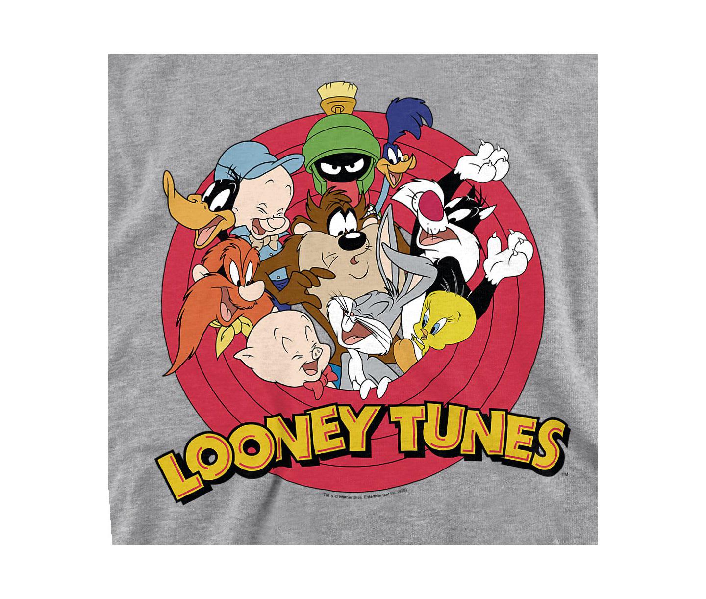 Мужская толстовка Looney Tunes Smaller Group Graphic Classic-Fit Crewneck, цвет: Меланжевый — фото 2
