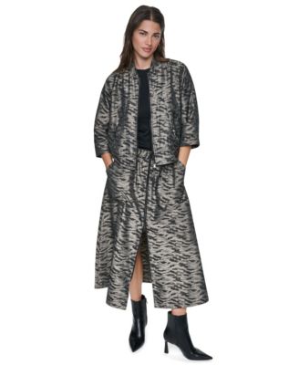 Women's Animal-Print 3/4-Sleeve Bomber Jacket and Animal-Print A-Line Front-Zip Skirt