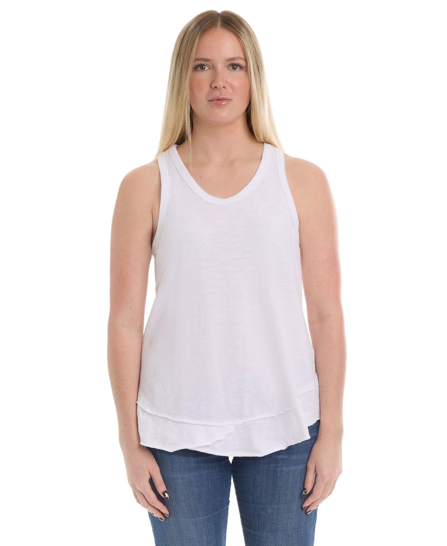 Women's Shrunken Curved-Shirttail Tank