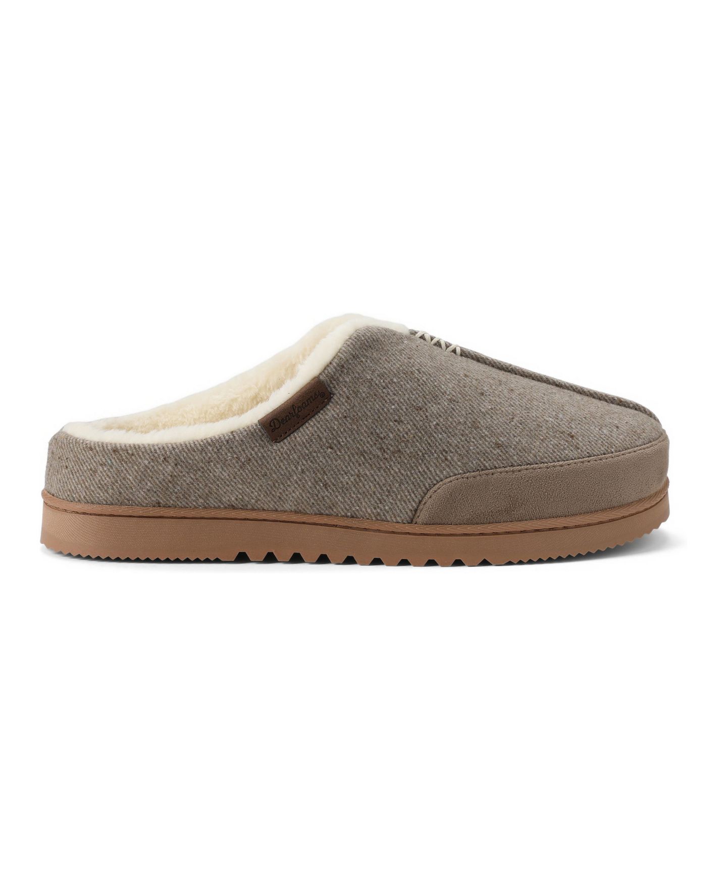 Мужские сабо Dearfoams Aldan Indoor-Outdoor Round Toe Clog Slippers, цвет: Серо-бежевый — фото 2