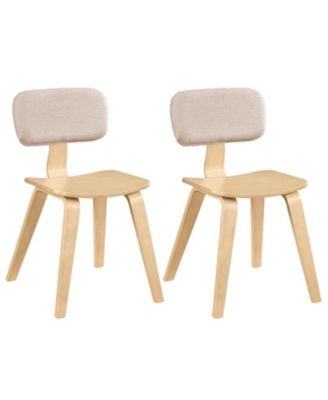Set of 2 Rubber Wood Dining Chairs with Teddy Velvet Padded Backrest