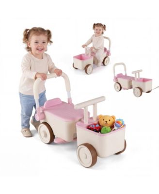 3-in-1 Kids Ride on Push Car with Tow Rope and Storage Basket, 44 lbs Capacity, Ages 3-6