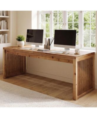 78.7" Long Solid Wood 2 Person Desk, Large Computer Desk