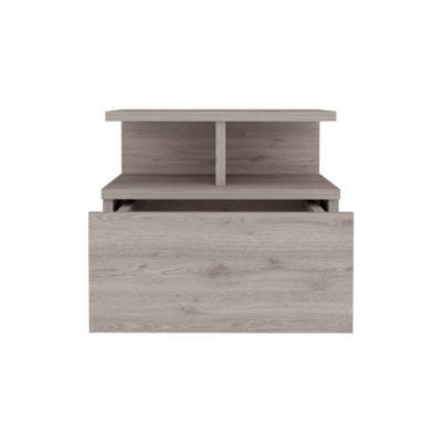 Floating Nightstand with Drawer and 2-Tier Shelf, Wall Mounted Bedside Table