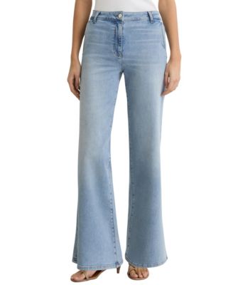 Petite Addie High-Rise Wide-Leg Light-Wash Denim Jeans