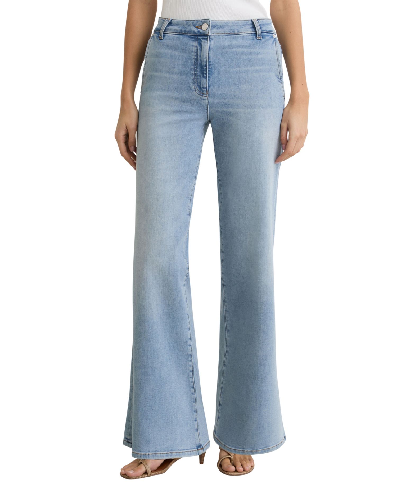 Petite Addie High-Rise Wide-Leg Light-Wash Denim Jeans