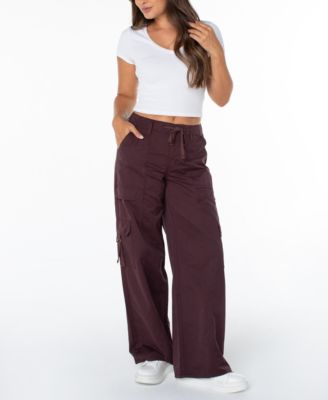 Juniors' Butter Twill Wide-Leg Cargo Pants