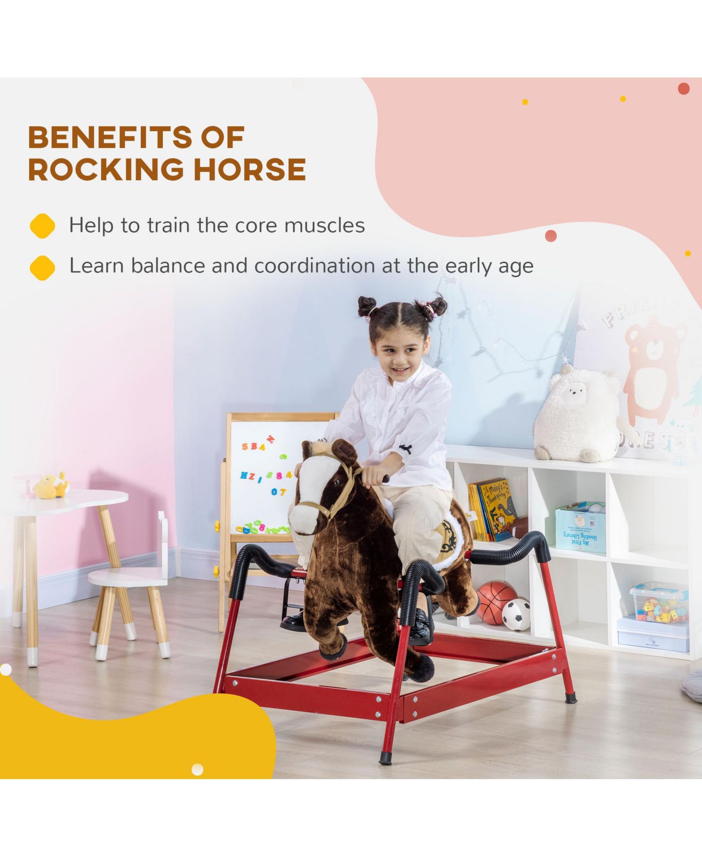 Детская игрушка Glintex Spring Rocking Horse with Neighing Sounds, Bouncing Ride-On Toy, Holds 132 lbs, Ages 5-12, цвет: Тёмный коричневый — фото 4