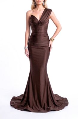 Women's One-Shoulder Draped Mermaid Gown