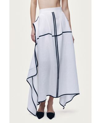Women's Linen High-Waisted Asymmetric Hem Skirt