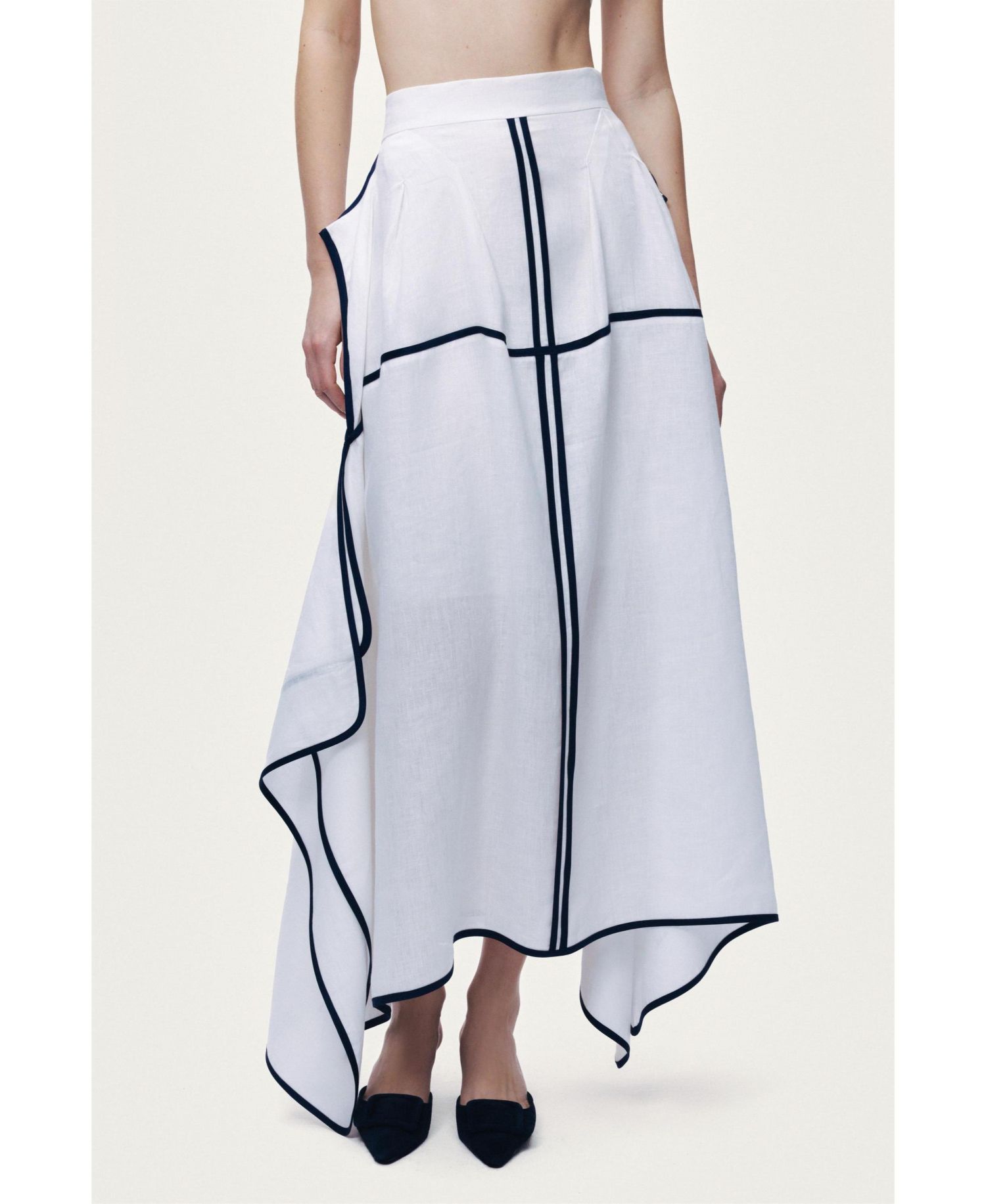 Women's Linen High-Waisted Asymmetric Hem Skirt