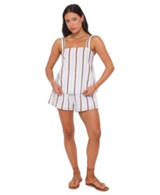 Women's Sallie Square Neckline Pull-On Top and Shorts, 2-Piece Set