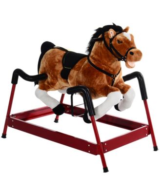 Spring Rocking Horse, 41.5"L x 23"W x 32.5"H, Plush with Metal Frame, Supports Up to 132 lbs, Ages 3+