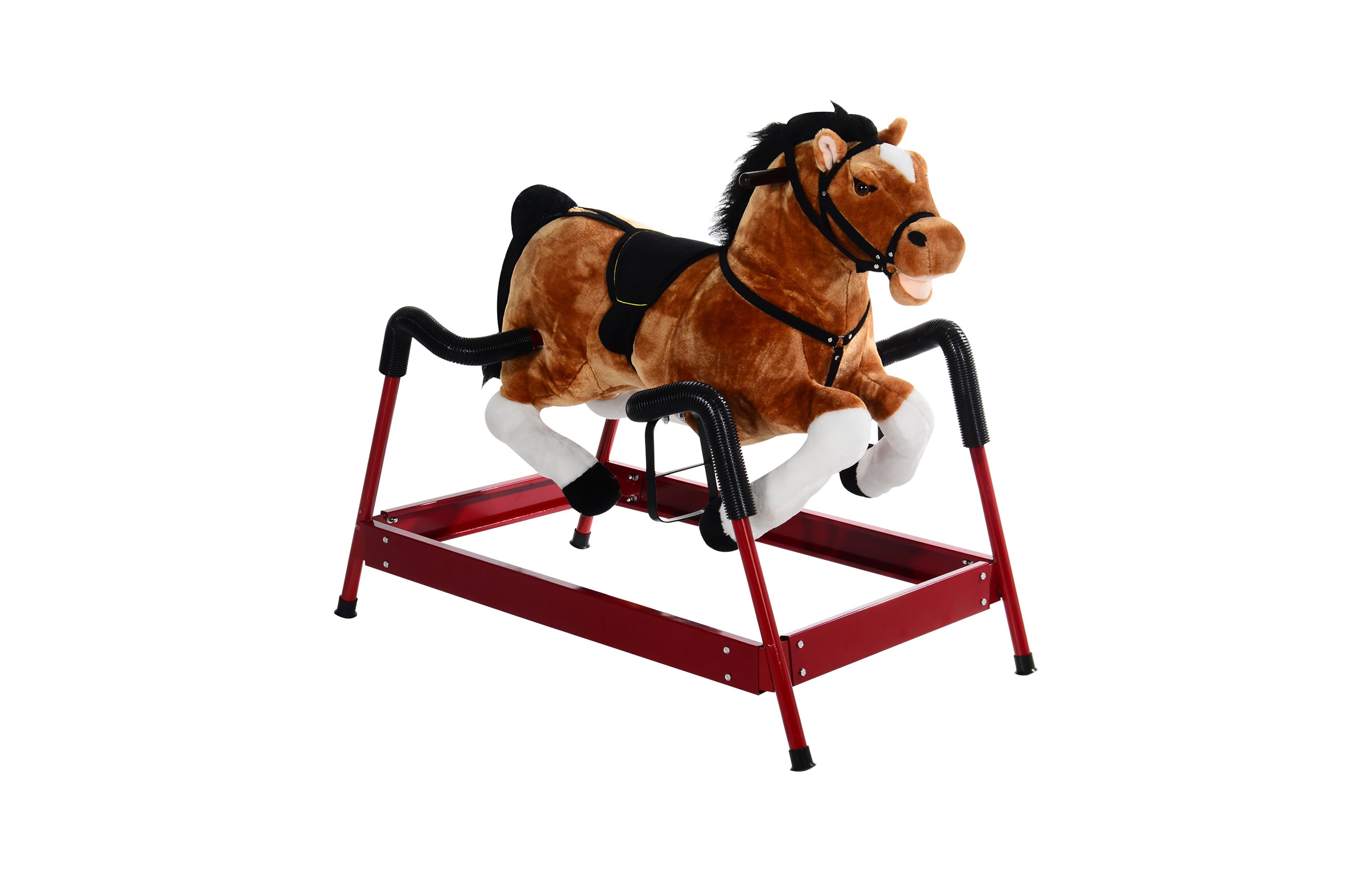 Glintex Spring Rocking Horse, 41.5"L x 23"W x 32.5"H, Plush with Metal Frame, Supports Up to 132 lbs, Ages 3+