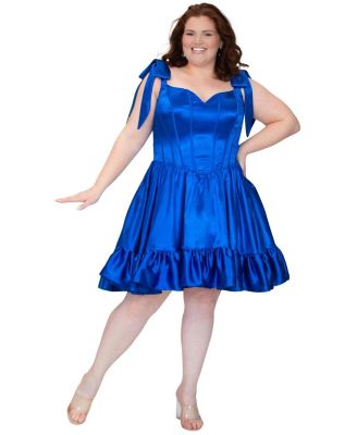 Plus Size Playful Corset Satin Ruffle Dress
