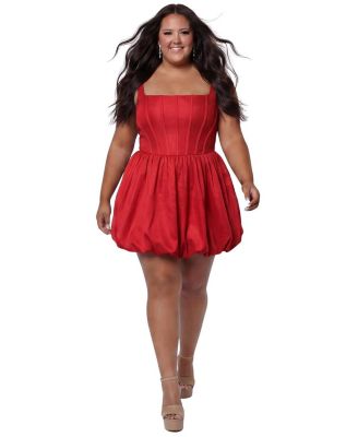 Plus Size Reverie Bubble-Hem Square-Neck Sleeveless Dress