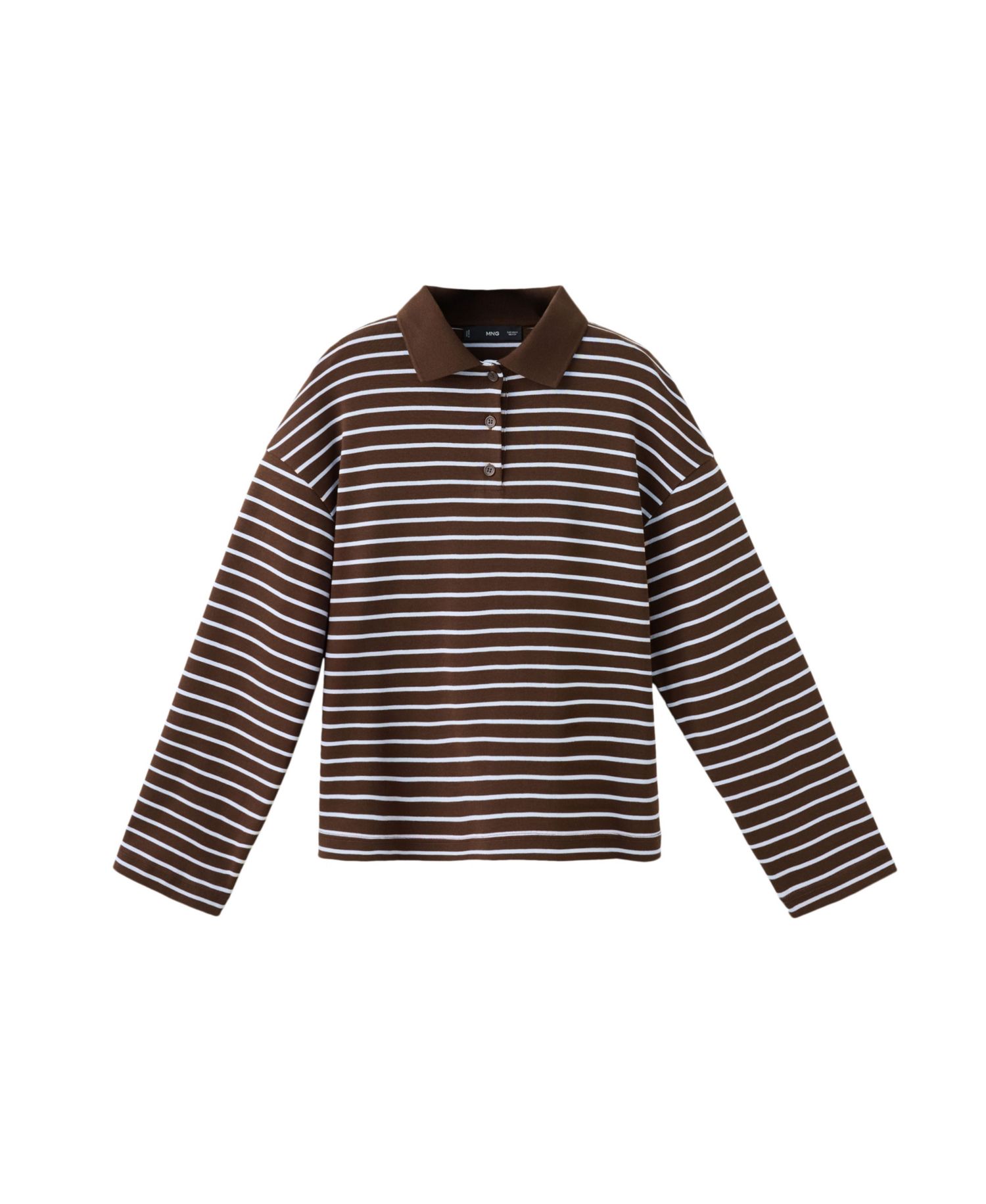 Women's Contrasting Stripes Long-Sleeve Cotton Striped Polo Shirt