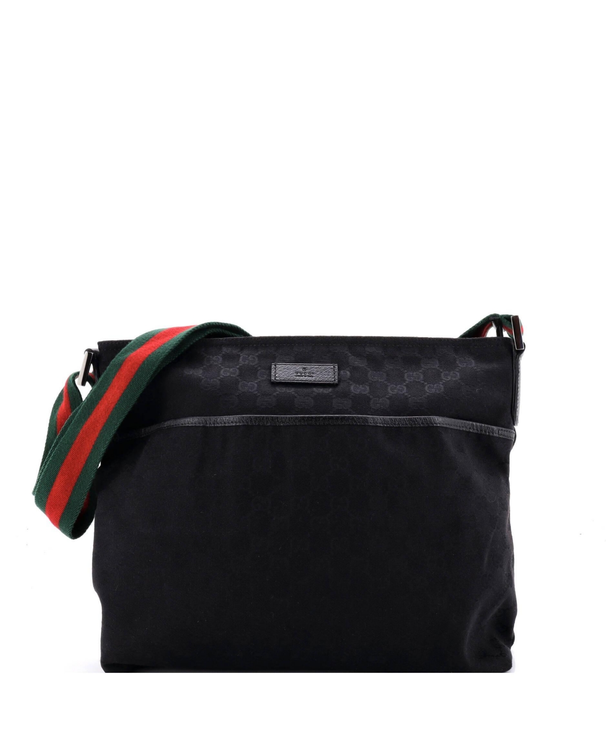 Pre-Owned Gucci Medium Front Pocket Web Messenger Gg Canvas